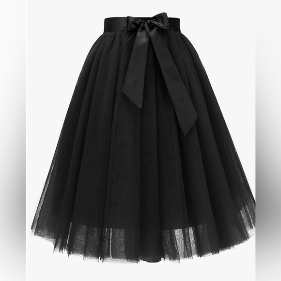 Black A-Line Tulle Skirt - Picture 1 of 4